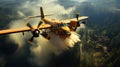 Water bomber fighting forest fires. Created with Generative AI Royalty Free Stock Photo