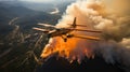 Water bomber fighting forest fires. Created with Generative AI Royalty Free Stock Photo
