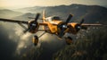 Water bomber fighting forest fires. Created with Generative AI