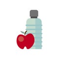 Water bottle with apple isolated icon Royalty Free Stock Photo