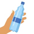 Water bottle background vector illustration. Hand holding plastic bottle of pure water banner, poster, brochure, flyer Royalty Free Stock Photo