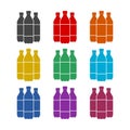 Water bottle color icon set isolated on white background Royalty Free Stock Photo
