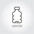Water bottle contour icon. Plastic or glass container for abstract beverage. Contour drink emblem. Vector illustration
