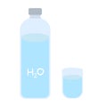 Water bottle and glass. Flat icon isolated on white background. H2O. Vector illustration. Eps 10 Royalty Free Stock Photo