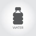 Water bottle glyph icon. Black flat drink emblem or button for grocery stores, menu, price list and other. Vector