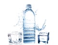 Water Bottle and Ice Cube Royalty Free Stock Photo