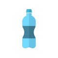 Water bottle icon in flat style. Plastic soda bottle vector illustration on white isolated background. Liquid water business Royalty Free Stock Photo