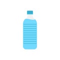 Water bottle icon in flat style. Plastic soda bottle vector illustration on white isolated background. Liquid water business Royalty Free Stock Photo