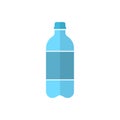 Water bottle icon in flat style. Plastic soda bottle vector illustration on white isolated background. Liquid water business