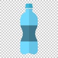 Water bottle icon in flat style. Plastic soda bottle vector illustration on isolated background. Liquid water business concept.