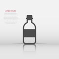 Water bottle icon in flat style. Plastic soda bottle vector illustration on white isolated background. Liquid water business Royalty Free Stock Photo