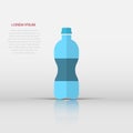 Water bottle icon in flat style. Plastic soda bottle vector illustration on white isolated background. Liquid water business Royalty Free Stock Photo