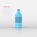 Water bottle icon in flat style. Plastic soda bottle vector illustration on white isolated background. Liquid water business Royalty Free Stock Photo