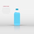 Water bottle icon in flat style. Plastic soda bottle vector illustration on white isolated background. Liquid water business Royalty Free Stock Photo