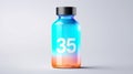 Chromatic Saturation: A Surrealistic Bottle Of Orange And Blue Liquid