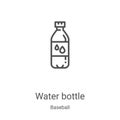 water bottle icon vector from baseball collection. Thin line water bottle outline icon vector illustration. Linear symbol for use