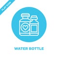 water bottle icon vector from charity elements collection. Thin line water bottle outline icon vector illustration. Linear symbol