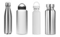 Water bottle mockup. Steel metal thermo flask Royalty Free Stock Photo