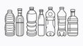 Water Bottle Outline Icons Vector Illustration Royalty Free Stock Photo