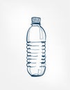 Water bottle plastic vector one line art drink isolated sketch