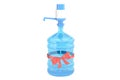 Water bottle with pump dispenser and with red bow, gift concept. Royalty Free Stock Photo