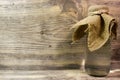 Water bottle on wooden background