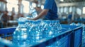 The water bottling process. AI generated Royalty Free Stock Photo