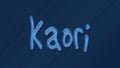 Water bubble 3D text effect of name Kaori 0n blue background. Royalty Free Stock Photo