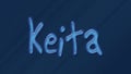Water bubble 3D text effect of name Keita 0n blue background. Royalty Free Stock Photo