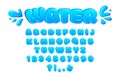 Water bubble font. Glossy bubbly letters, chubby alphabet and water drops inflated numbers display typeface cartoon Royalty Free Stock Photo