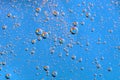 Water bubbles on blue background. Scientific image of cell membrane. Macro up of liquid substances. Abstract molecule atom sctruct Royalty Free Stock Photo