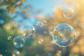 water bubbles collection on colored blur background Royalty Free Stock Photo
