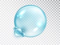 Water bubbles Isolated on checkered background. Transparent Realistic Soap Bubbles. Can be used with any background.