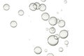 Water bubbles flow over a white background Royalty Free Stock Photo