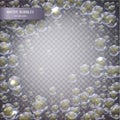 Water bubbles on a transparent checkered background. Underwater effervescent sparkling oxygen bubbles in water