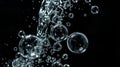 Dynamic Water Bubbles Floating on Solid Black Background â Ultra-Realistic Macro Liquid Art Royalty Free Stock Photo