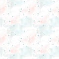 Water bubbles on a white background with pink and blue paint spots. Watercolor illustration. Seamless pattern from the Royalty Free Stock Photo