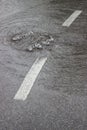 Water is bubbling up through manhole cover and sewer 4 Royalty Free Stock Photo