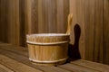 Water Bucket in Cedar Sauna Royalty Free Stock Photo