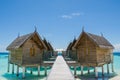 Water bungalos at the topical beach at Maldives Royalty Free Stock Photo