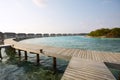 Water bungalows in hotel on Maldives. Villas on Indian ocean at luxury spa resort. Royalty Free Stock Photo