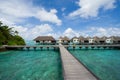 Water bungalows in maldives resort Royalty Free Stock Photo