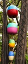 Water buoys strung on rope Royalty Free Stock Photo