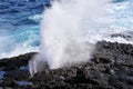 Water bursts through blowhole on Espanola Island, Galapagos National park, Ecuador