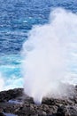 Water bursts through blowhole on Espanola Island, Galapagos National park, Ecuador