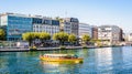 A water bus in the city center of Geneva Royalty Free Stock Photo