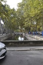 Water Canal from Quais de la Fontaine from Nimes in south of France