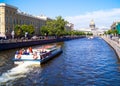 Water canals of St. Petersburg in a sunny day Royalty Free Stock Photo