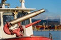 Water cannon aboard on a fire boat