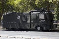 Water cannon truck on the street of Santiago de Chile